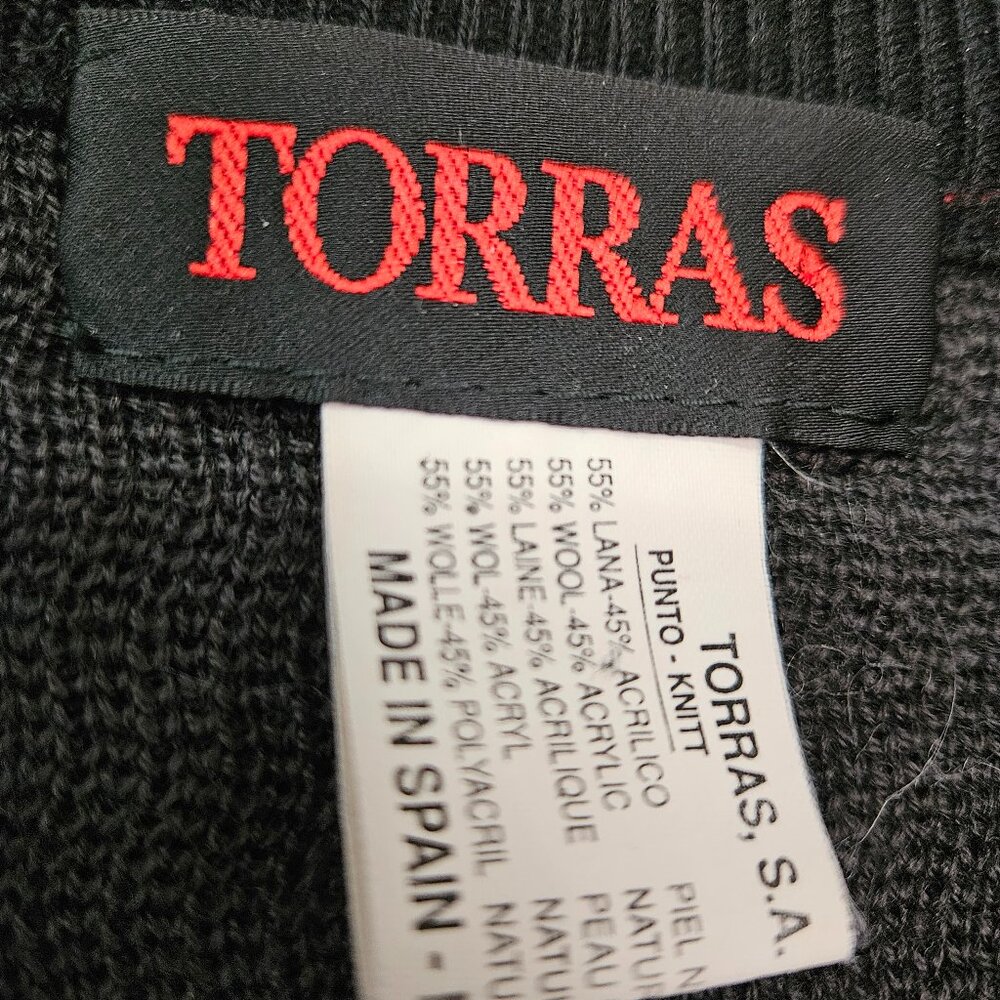 Vintage Torras Men's Red and Black Block Print Sweater Retro Wool Blend Size L - Picture 10 of 10